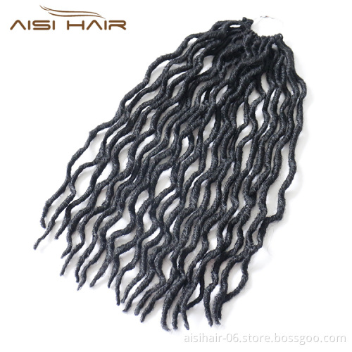 Aisi Hair 14 Inch Crochet Hair Braids Faux Locs Synthetic Pre Loop Crochet Curly Goddess Hair Braids for Black Women